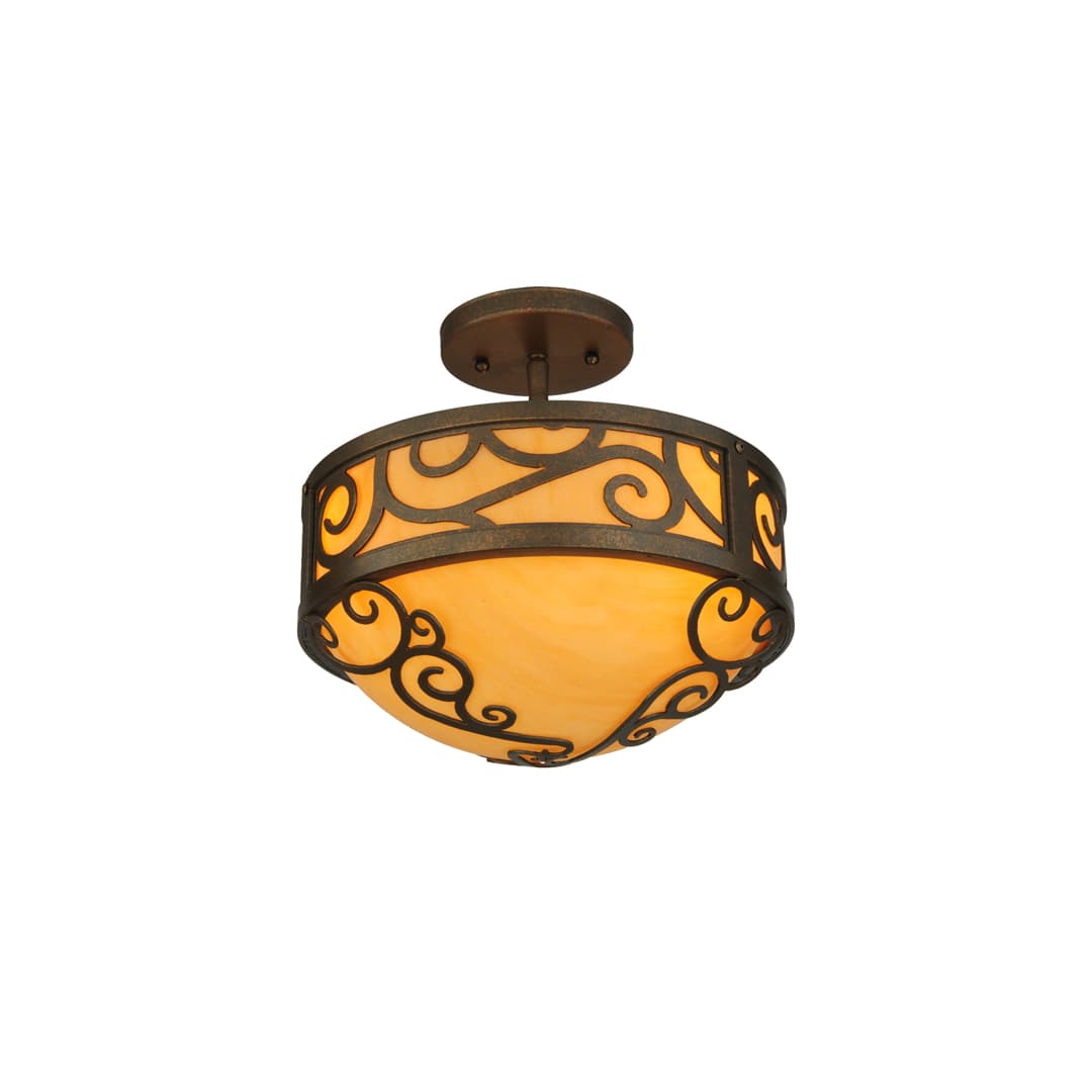 Lilliana 3 Light 12" Wide Semi-Flush Bowl Ceiling Fixture - Gilded Tobacco Finish