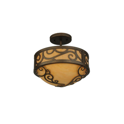 Lilliana 3 Light 12" Wide Semi-Flush Bowl Ceiling Fixture - Gilded Tobacco Finish