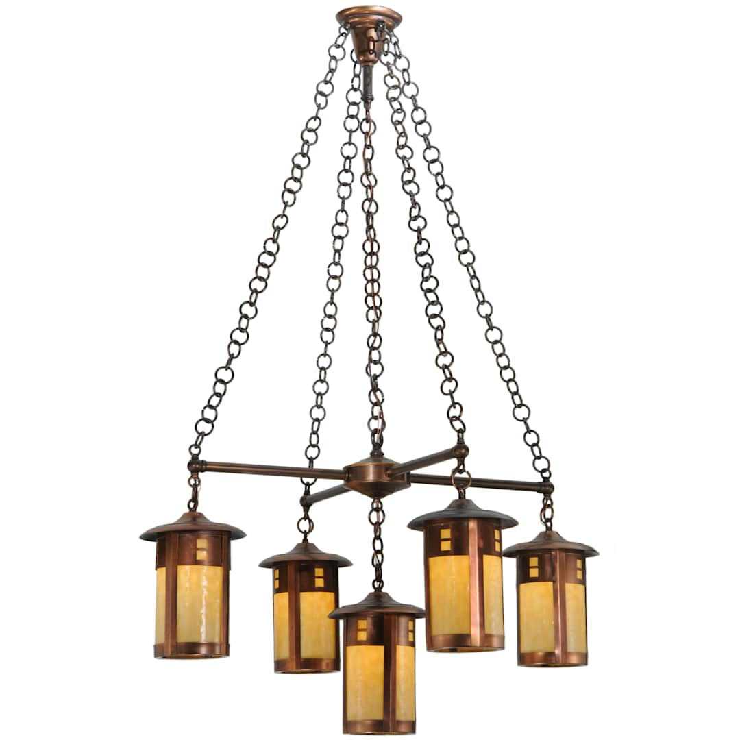 36" W Fulton Prairie Loft 5 Light Chandelier