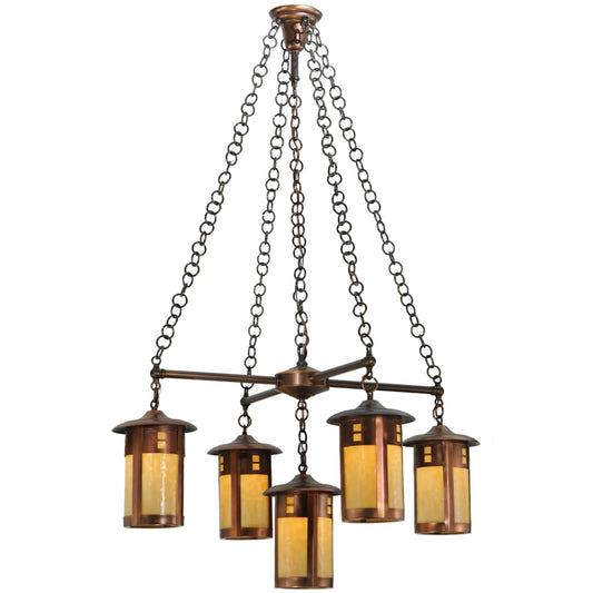 36" W Fulton Prairie Loft 5 Light Chandelier