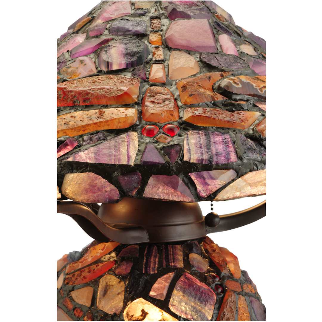 Dragonfly Jadestone 2 Light 18.5" Tall Hand-Crafted Table Lamp with Stained Glass