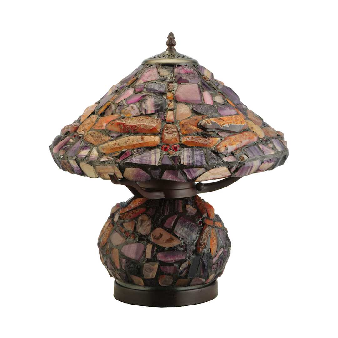 Dragonfly Jadestone 2 Light 18.5" Tall Hand-Crafted Table Lamp with Stained Glass