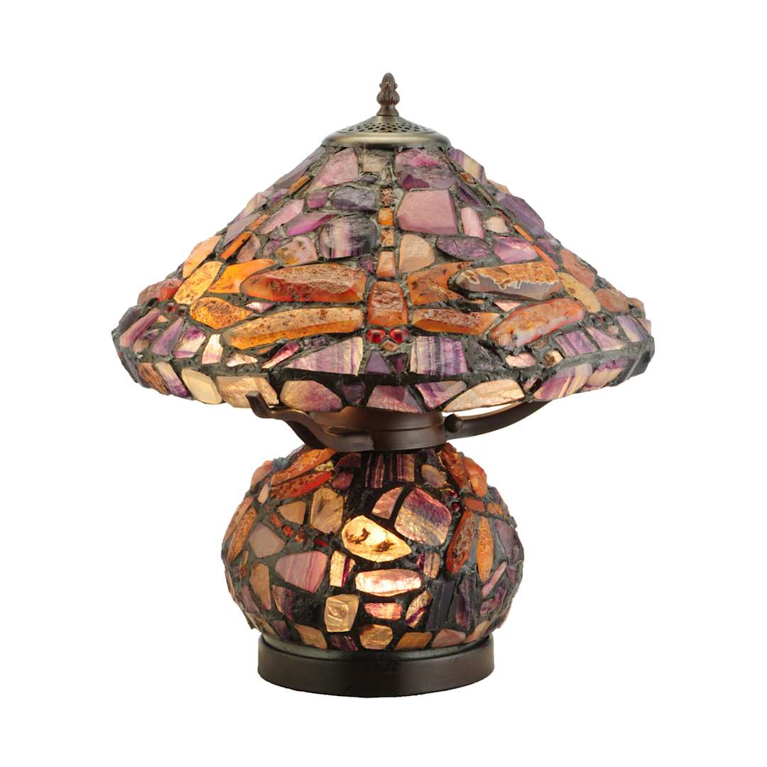 Dragonfly Jadestone 2 Light 18.5" Tall Hand-Crafted Table Lamp with Stained Glass