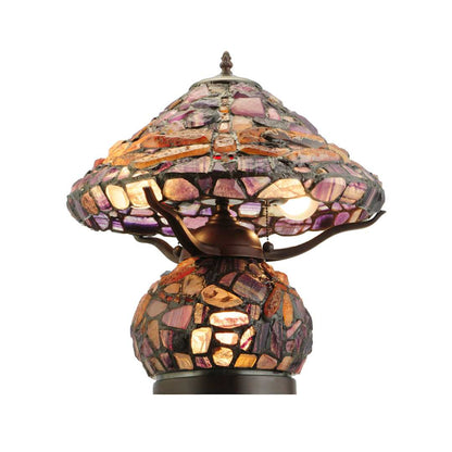 Dragonfly Jadestone 2 Light 18.5" Tall Hand-Crafted Table Lamp with Stained Glass
