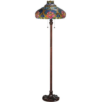 Dragonfly Rose 2 Light 60" Tall Hand-Crafted Floor Lamp with Stained Glass