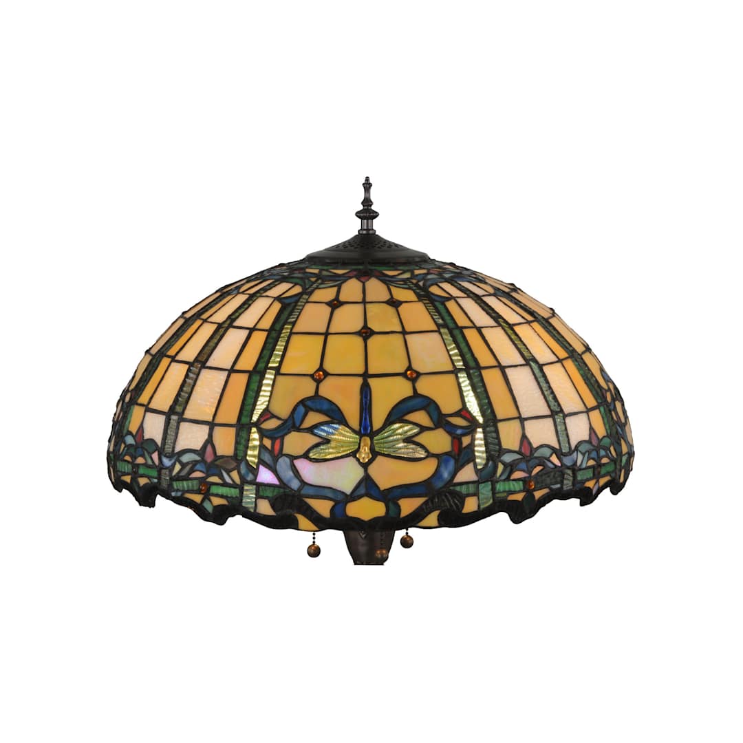 Tiffany Dragonfly 3 Light 63" Tall Hand-Crafted Floor Lamp with Stained Glass