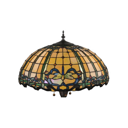 Tiffany Dragonfly 3 Light 63" Tall Hand-Crafted Floor Lamp with Stained Glass