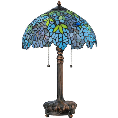 Wisteria 2 Light 25" Tall Hand-Crafted Table Lamp with Stained Glass