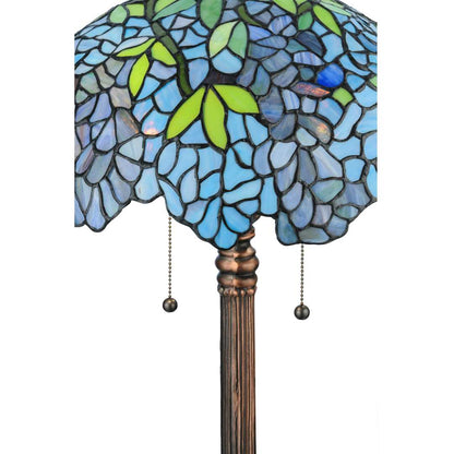 Wisteria 2 Light 25" Tall Hand-Crafted Table Lamp with Stained Glass