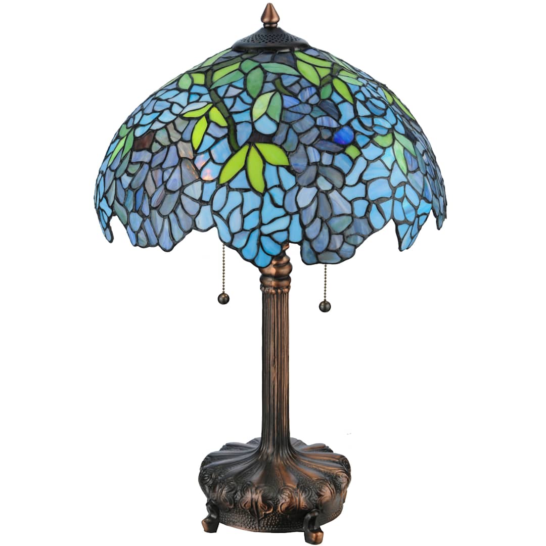 Wisteria 2 Light 25" Tall Hand-Crafted Table Lamp with Stained Glass