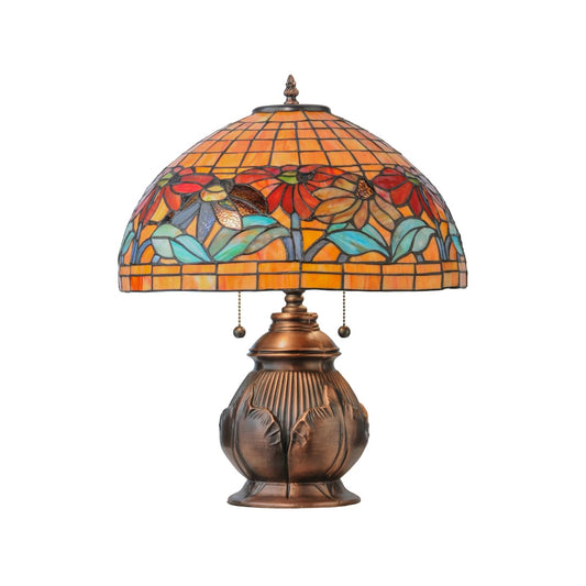 Black Eyed Susan 2 Light 19.5" Tall Hand-Crafted Table Lamp with Stained Glass