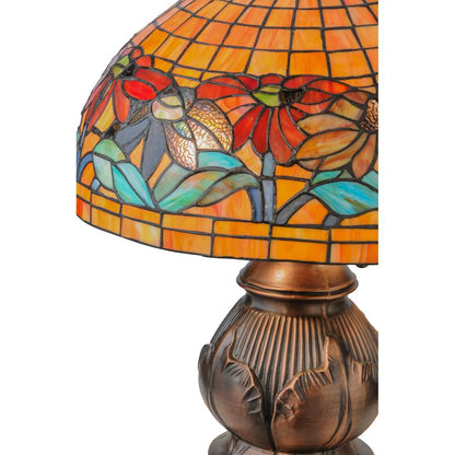 Black Eyed Susan 2 Light 19.5" Tall Hand-Crafted Table Lamp with Stained Glass
