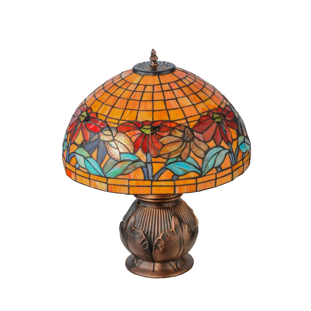 Black Eyed Susan 2 Light 19.5" Tall Hand-Crafted Table Lamp with Stained Glass