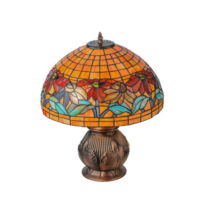 Black Eyed Susan 2 Light 19.5" Tall Hand-Crafted Table Lamp with Stained Glass