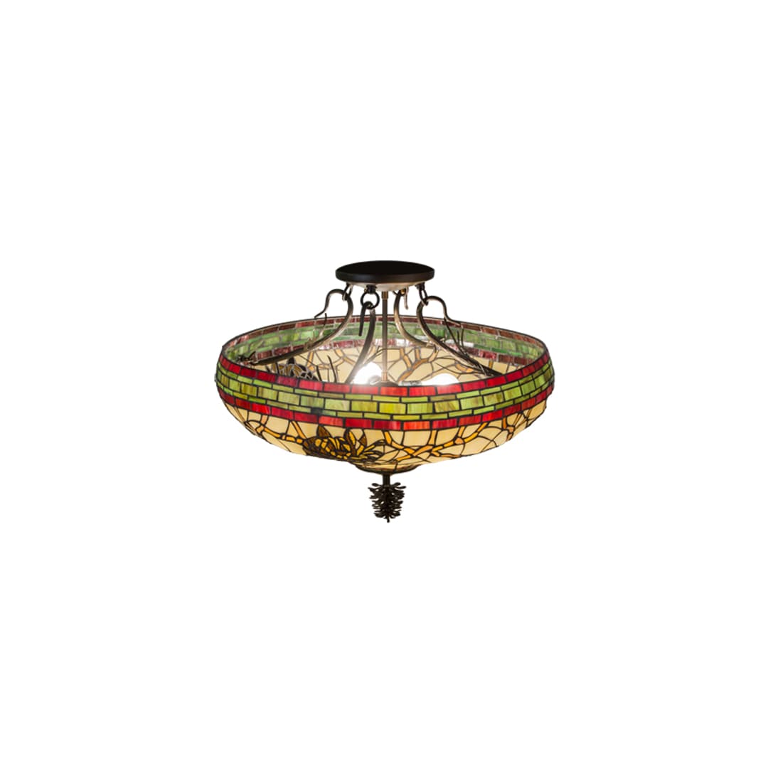 Pinecone 4 Light 19" Tall Semi-Flush Bowl Ceiling Fixture - Antique Copper Finish