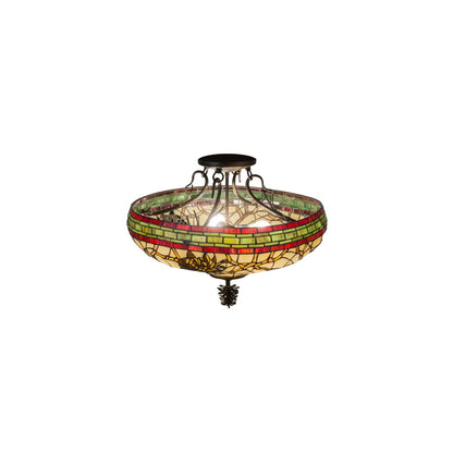 Pinecone 4 Light 19" Tall Semi-Flush Bowl Ceiling Fixture - Antique Copper Finish