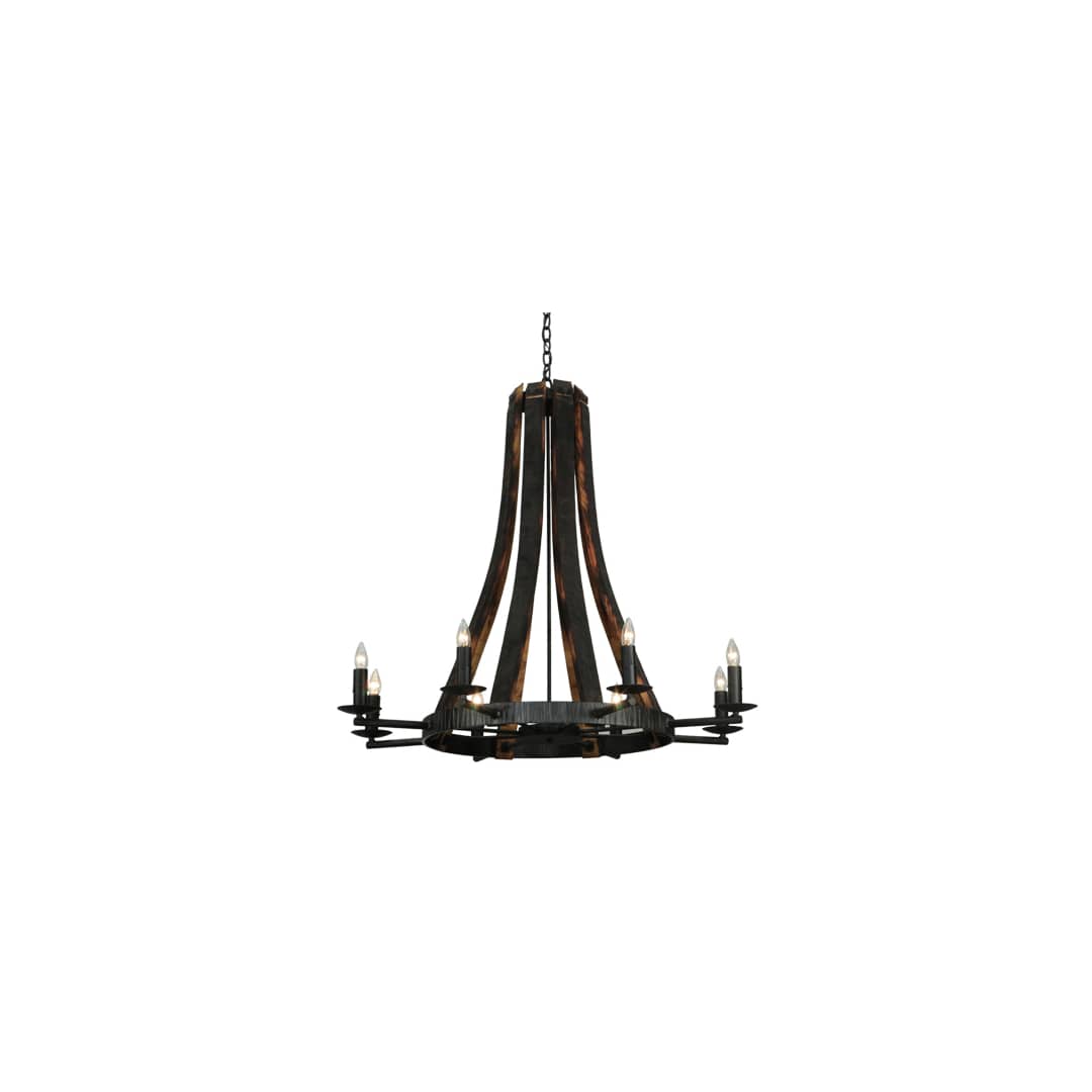 Barrel Stave Madera 8 Light 42" Wide Taper Candle Style Chandelier - Natural Wood Finish