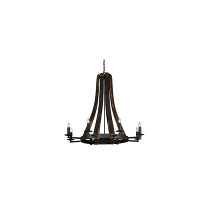 Barrel Stave Madera 8 Light 42" Wide Taper Candle Style Chandelier - Natural Wood Finish