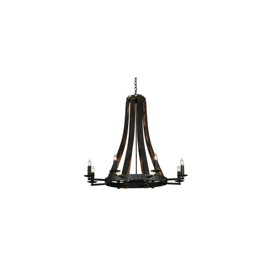 Barrel Stave Madera 8 Light 42" Wide Taper Candle Style Chandelier - Natural Wood Finish