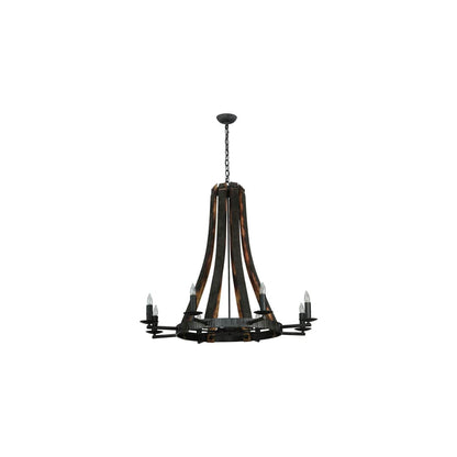 Barrel Stave Madera 8 Light 42" Wide Taper Candle Style Chandelier - Natural Wood Finish