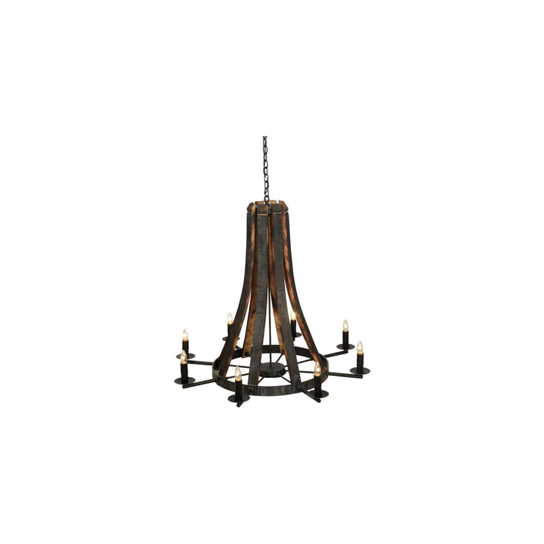 Barrel Stave Madera 8 Light 42" Wide Taper Candle Style Chandelier - Natural Wood Finish