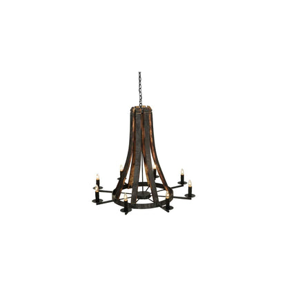 Barrel Stave Madera 8 Light 42" Wide Taper Candle Style Chandelier - Natural Wood Finish