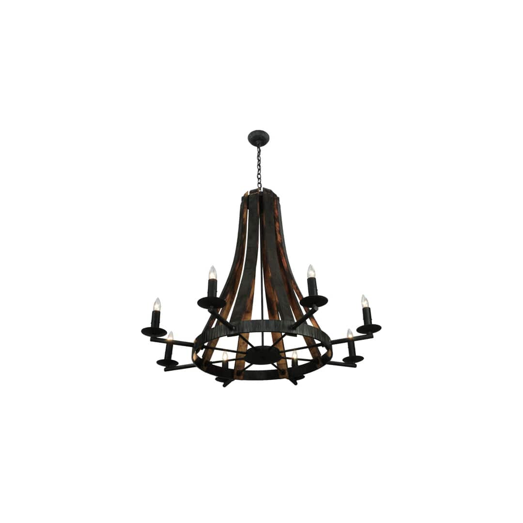 Barrel Stave Madera 8 Light 42" Wide Taper Candle Style Chandelier - Natural Wood Finish