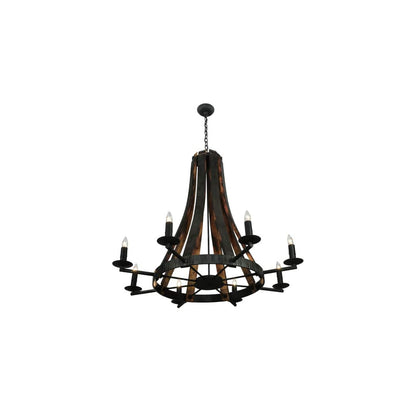 Barrel Stave Madera 8 Light 42" Wide Taper Candle Style Chandelier - Natural Wood Finish