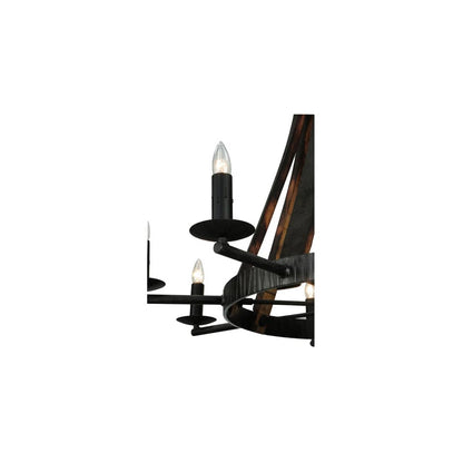 Barrel Stave Madera 8 Light 42" Wide Taper Candle Style Chandelier - Natural Wood Finish