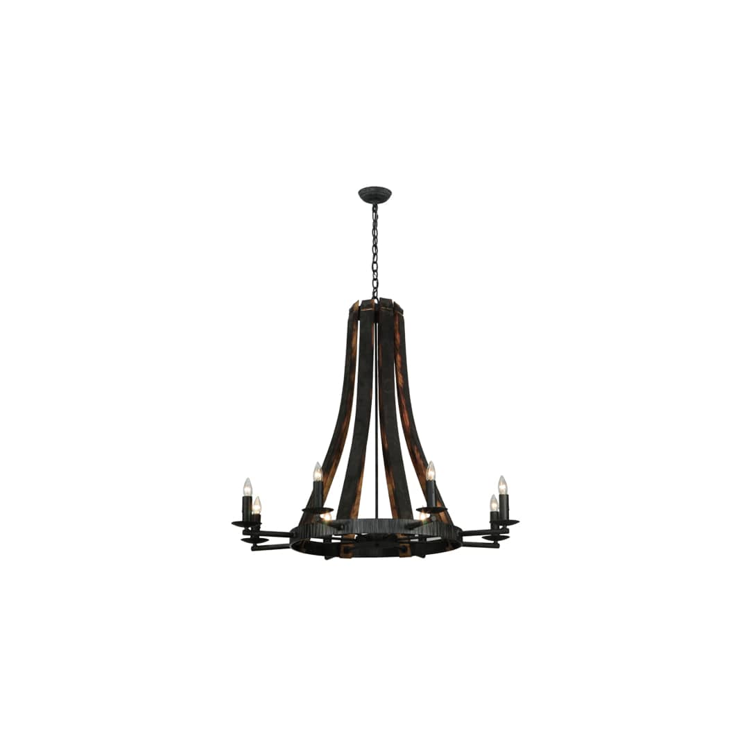 Barrel Stave Madera 8 Light 42" Wide Taper Candle Style Chandelier - Natural Wood Finish