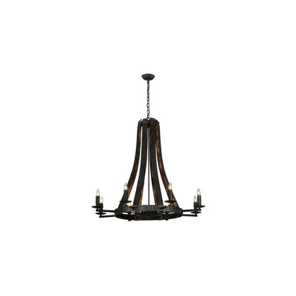 Barrel Stave Madera 8 Light 42" Wide Taper Candle Style Chandelier - Natural Wood Finish