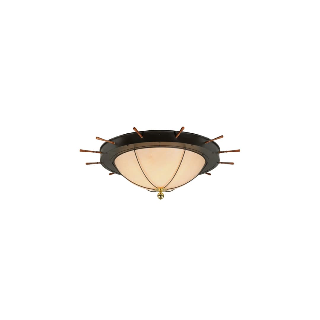 Nautical 12 Light 74" Wide Flush Mount Bowl Ceiling Fixture with Faux Alabaster Shade - Oil Rubbed Bronze Finish