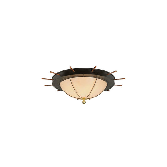 Nautical 12 Light 74" Wide Flush Mount Bowl Ceiling Fixture with Faux Alabaster Shade - Oil Rubbed Bronze Finish