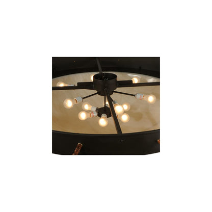 Nautical 12 Light 74" Wide Flush Mount Bowl Ceiling Fixture with Faux Alabaster Shade - Oil Rubbed Bronze Finish