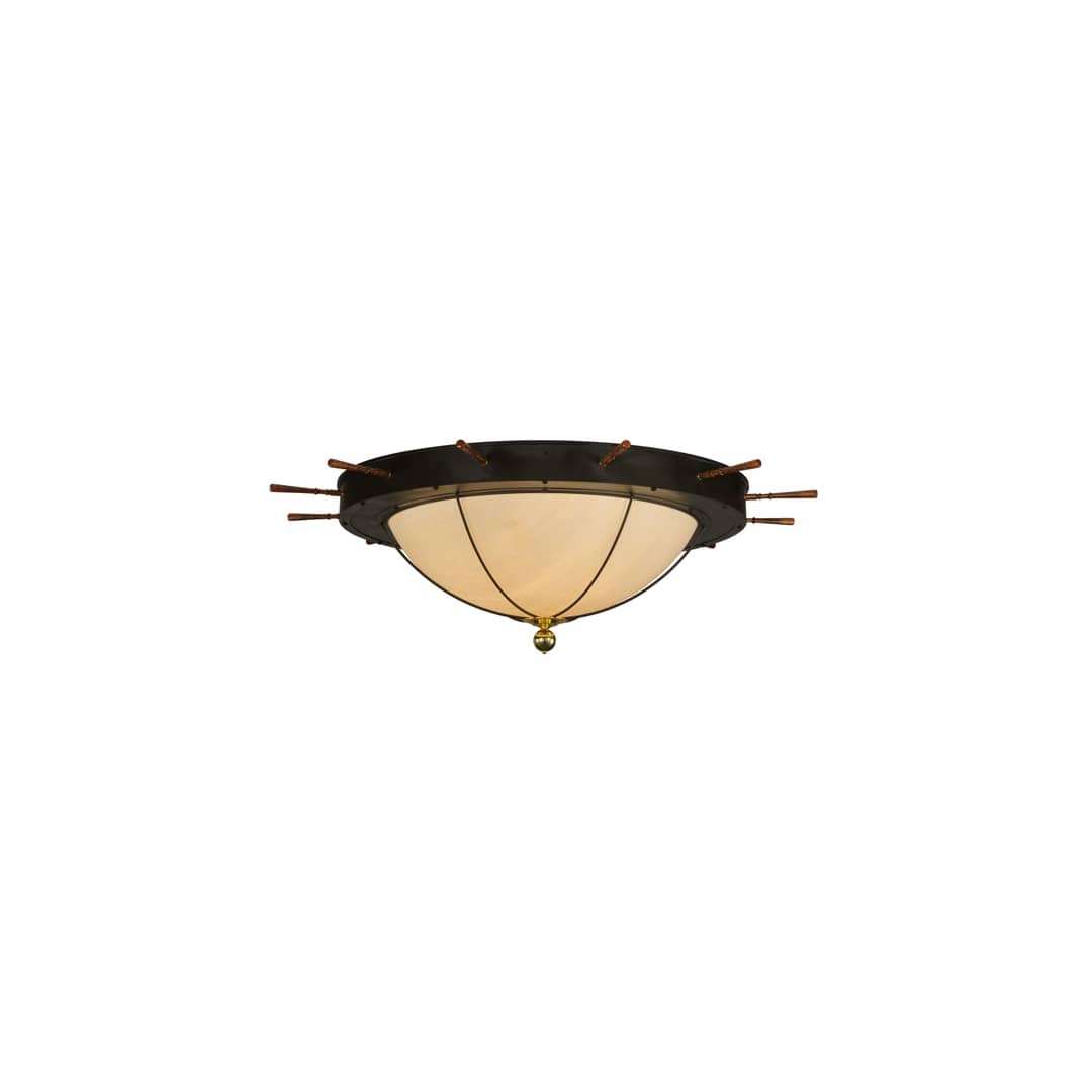 Nautical 12 Light 74" Wide Flush Mount Bowl Ceiling Fixture with Faux Alabaster Shade - Oil Rubbed Bronze Finish
