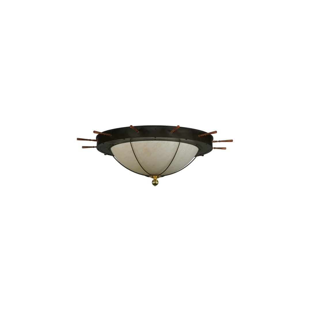 Nautical 12 Light 74" Wide Flush Mount Bowl Ceiling Fixture with Faux Alabaster Shade - Oil Rubbed Bronze Finish