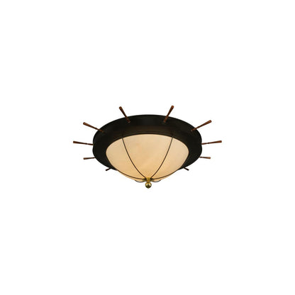 Nautical 12 Light 74" Wide Flush Mount Bowl Ceiling Fixture with Faux Alabaster Shade - Oil Rubbed Bronze Finish