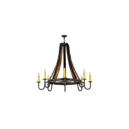 Barrel Stave Madera 8 Light 48" Wide Taper Candle Style Chandelier - Natural Wood / Timeless Bronze Finish