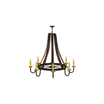Barrel Stave Madera 8 Light 48" Wide Taper Candle Style Chandelier - Natural Wood / Timeless Bronze Finish