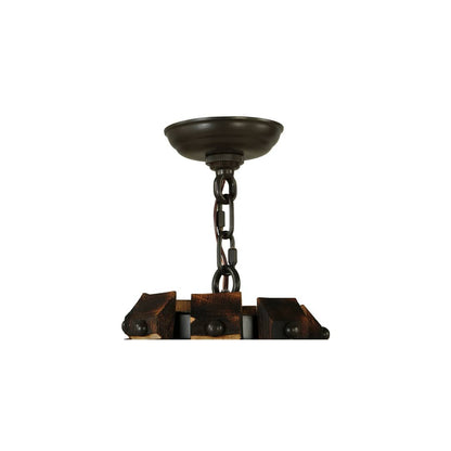 Barrel Stave Madera 8 Light 48" Wide Taper Candle Style Chandelier - Natural Wood / Timeless Bronze Finish