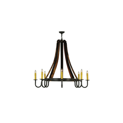 Barrel Stave Madera 8 Light 48" Wide Taper Candle Style Chandelier - Natural Wood / Timeless Bronze Finish