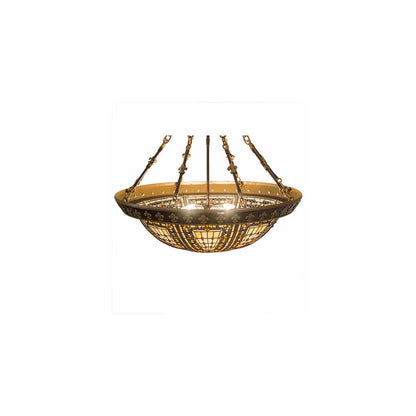 Fleur-de-lis 4 Light 28" Wide Semi-Flush Bowl Ceiling Fixture - Copper Vein / Nu Gold Finish
