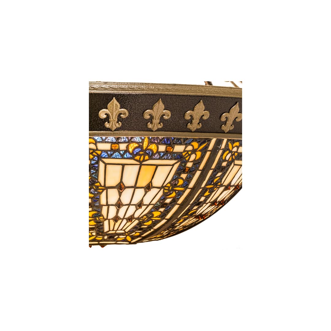 Fleur-de-lis 4 Light 28" Wide Semi-Flush Bowl Ceiling Fixture - Copper Vein / Nu Gold Finish
