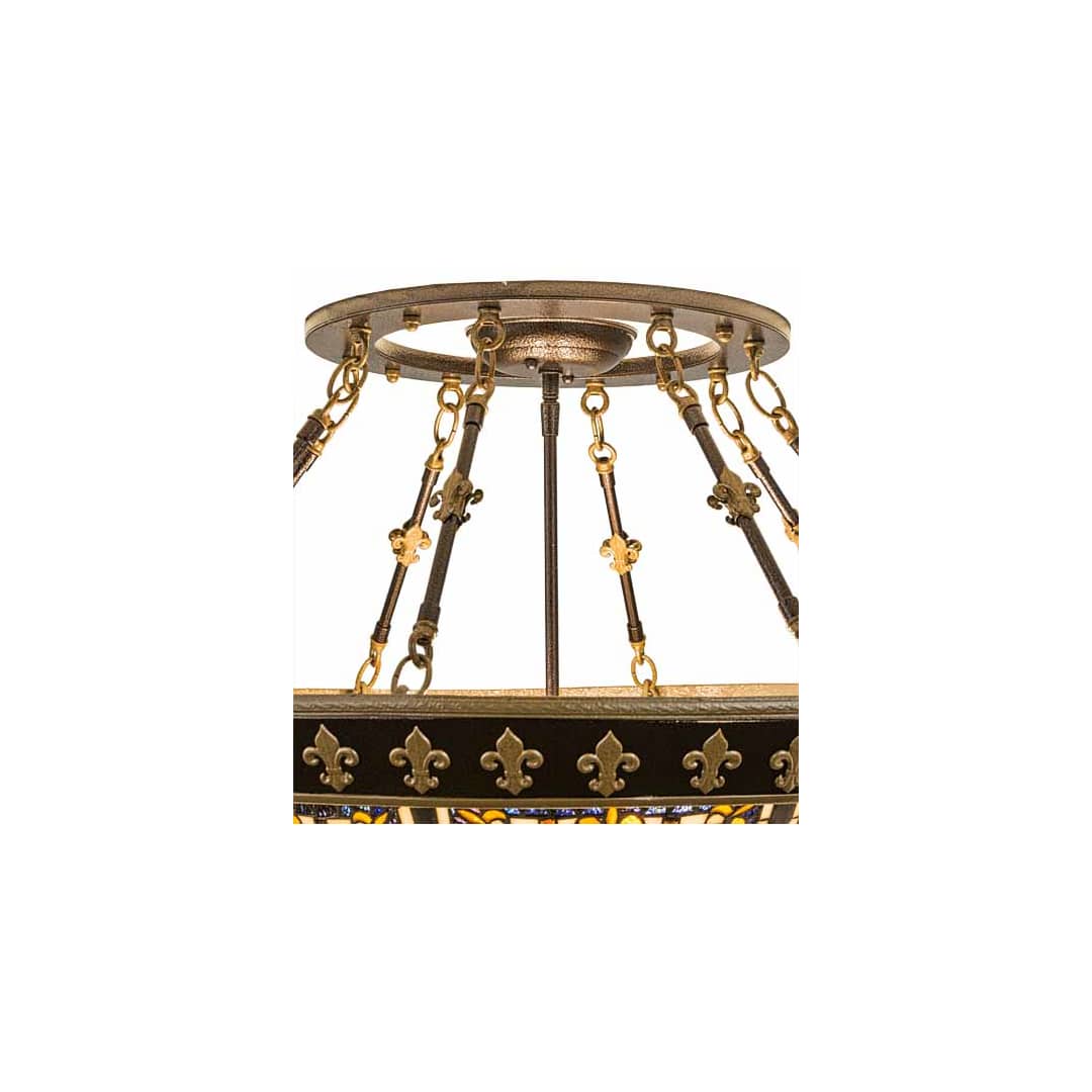 Fleur-de-lis 4 Light 28" Wide Semi-Flush Bowl Ceiling Fixture - Copper Vein / Nu Gold Finish