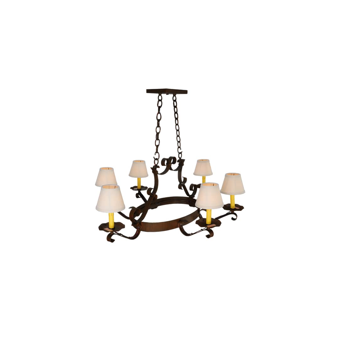 Hand forged 6 Light 32" Wide Ring Chandelier