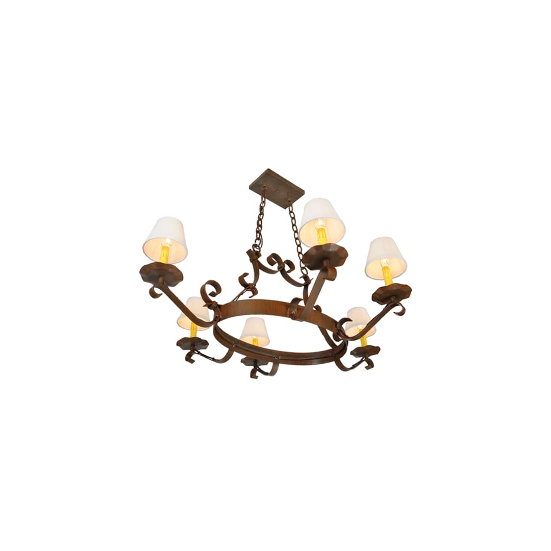 Hand forged 6 Light 32" Wide Ring Chandelier