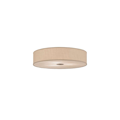 Cilindro 3 Light 36" Wide Semi-Flush Drum Ceiling Fixture with White Burlap Shade - Nickel Finish - GU24 Bulb Base