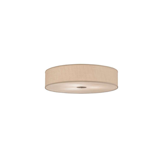 Cilindro 3 Light 36" Wide Semi-Flush Drum Ceiling Fixture with White Burlap Shade - Nickel Finish - GU24 Bulb Base