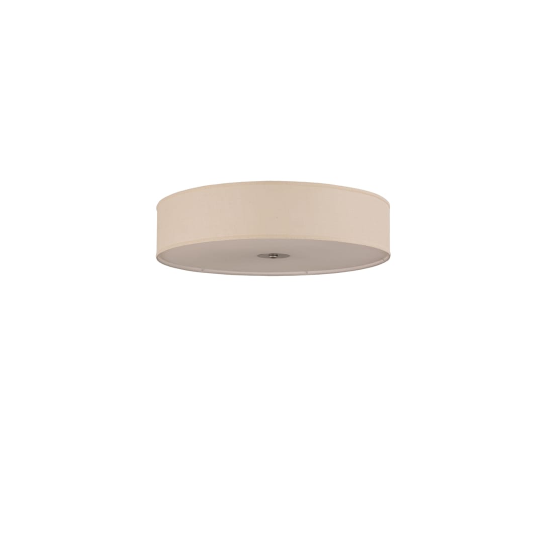 Cilindro 3 Light 36" Wide Semi-Flush Drum Ceiling Fixture with White Burlap Shade - Nickel Finish - GU24 Bulb Base