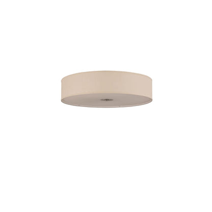 Cilindro 3 Light 36" Wide Semi-Flush Drum Ceiling Fixture with White Burlap Shade - Nickel Finish - GU24 Bulb Base